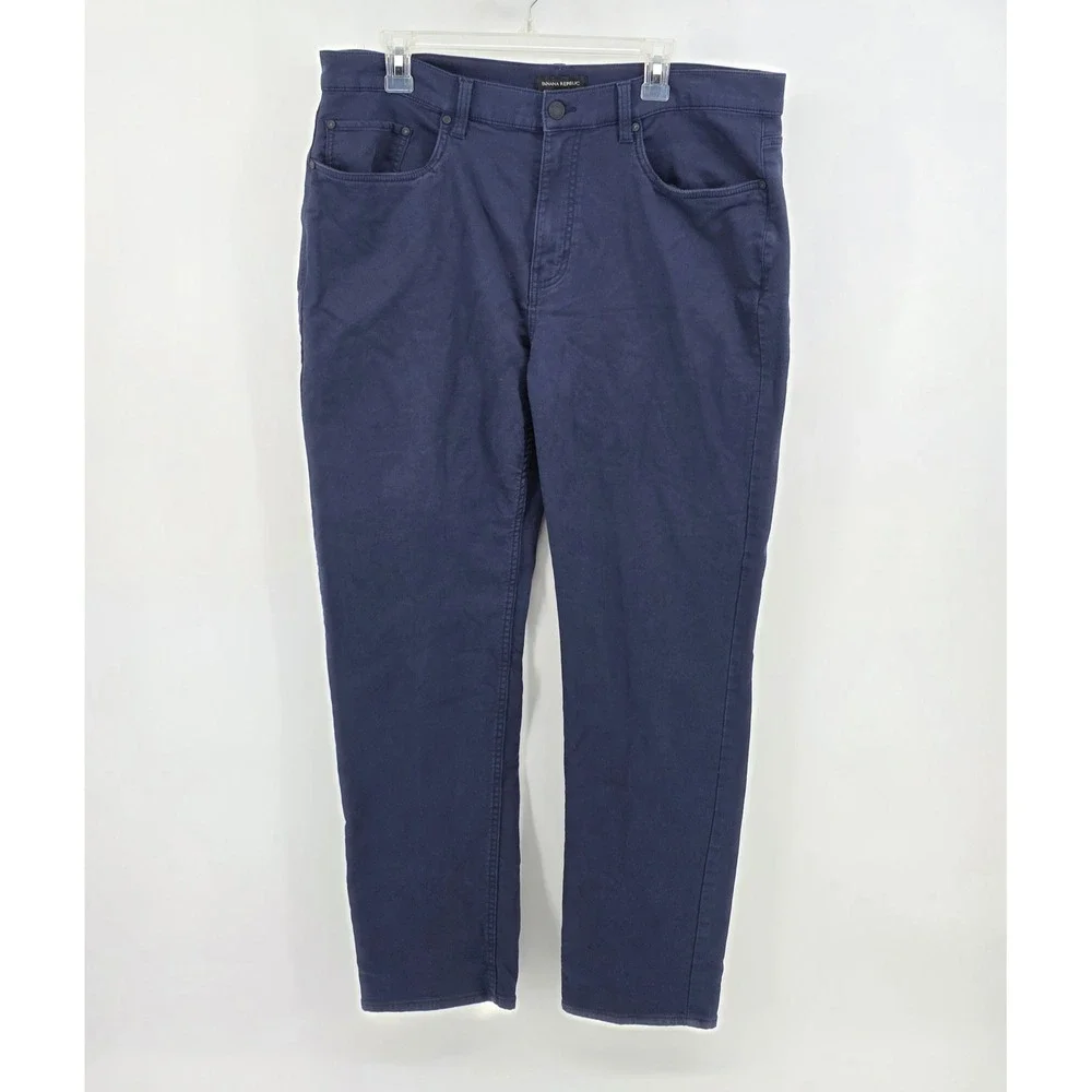 Banana Republic Mens Pants Size 38x32 Navy Blue Straight Leg Chino Trousers